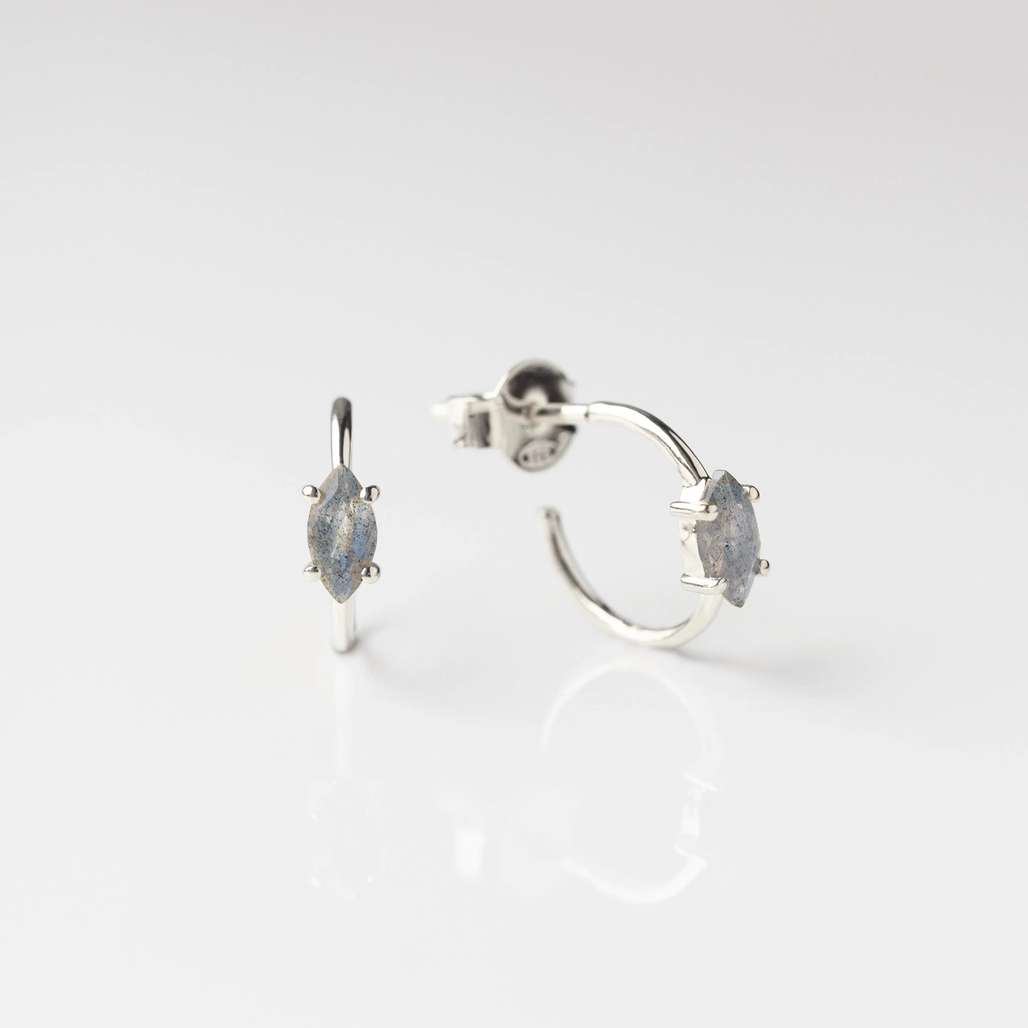 Labradorite Marquise Hoop Earrings