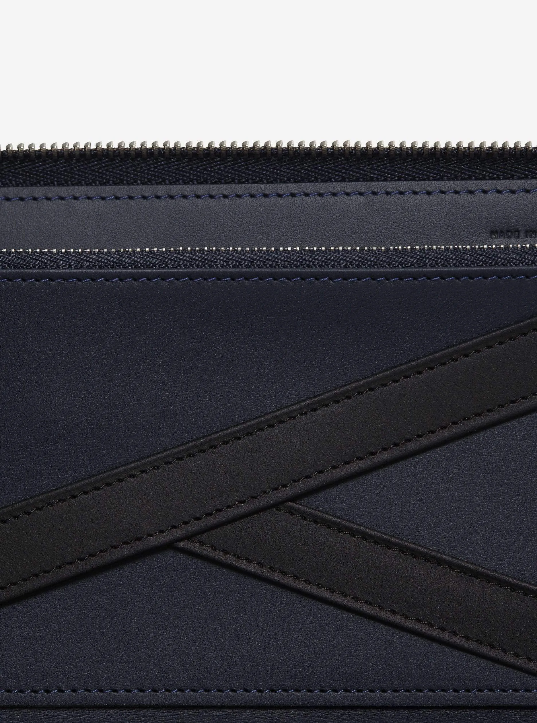 LEATHER WALLET "CM 46" IN NAVY