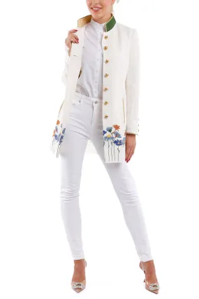 Long-Blazer from flower embroidered linen