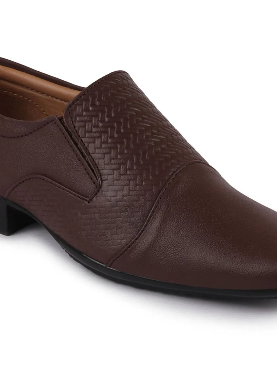 Men Brown Formal Leather Slip On Shoes