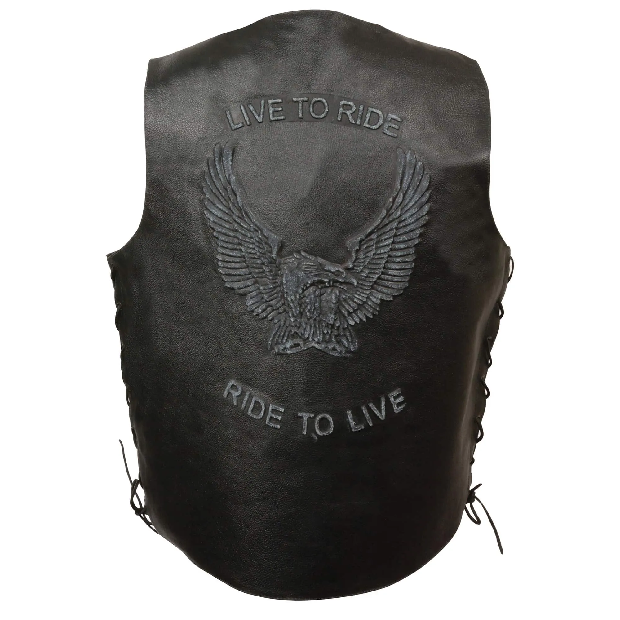 Men’s Black  Side Lace Live to Ride Vest w/ Flying Eagle