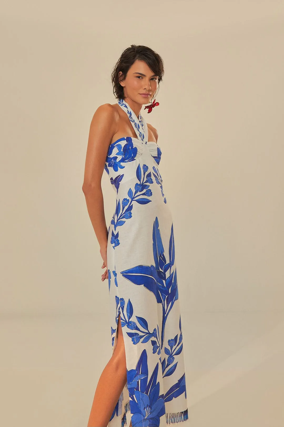 Off-White Blue Yard Sleeveless Maxi Dress