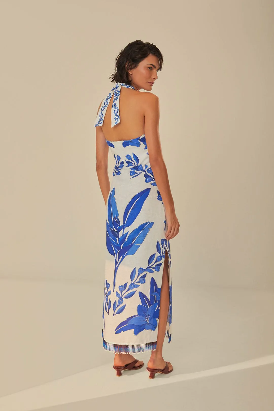 Off-White Blue Yard Sleeveless Maxi Dress