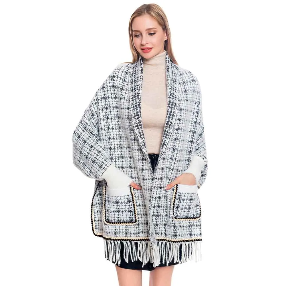 Plaid Check Patterned Poncho