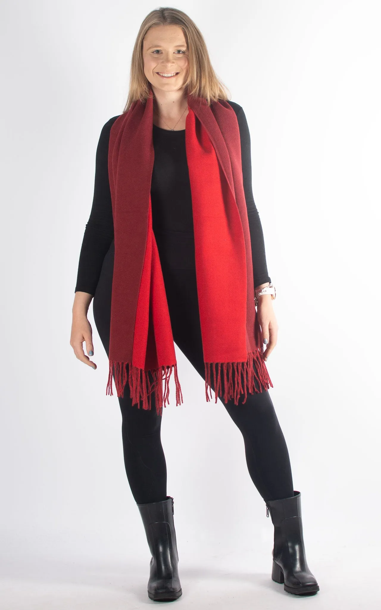 Reversible Winter Scarf | Mulberry Red