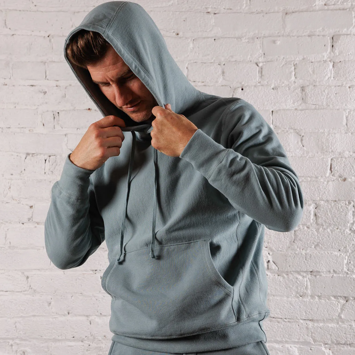 Skyline Heavyweight Fleece Hoodie in Steely Blue