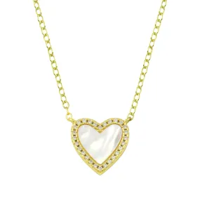 Small Pave Outline Stone Heart Necklace