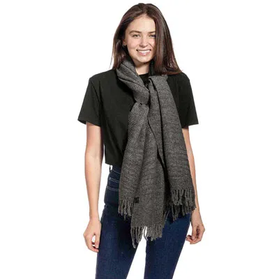 Striped Pattern Wool Mix Fringe Scarf