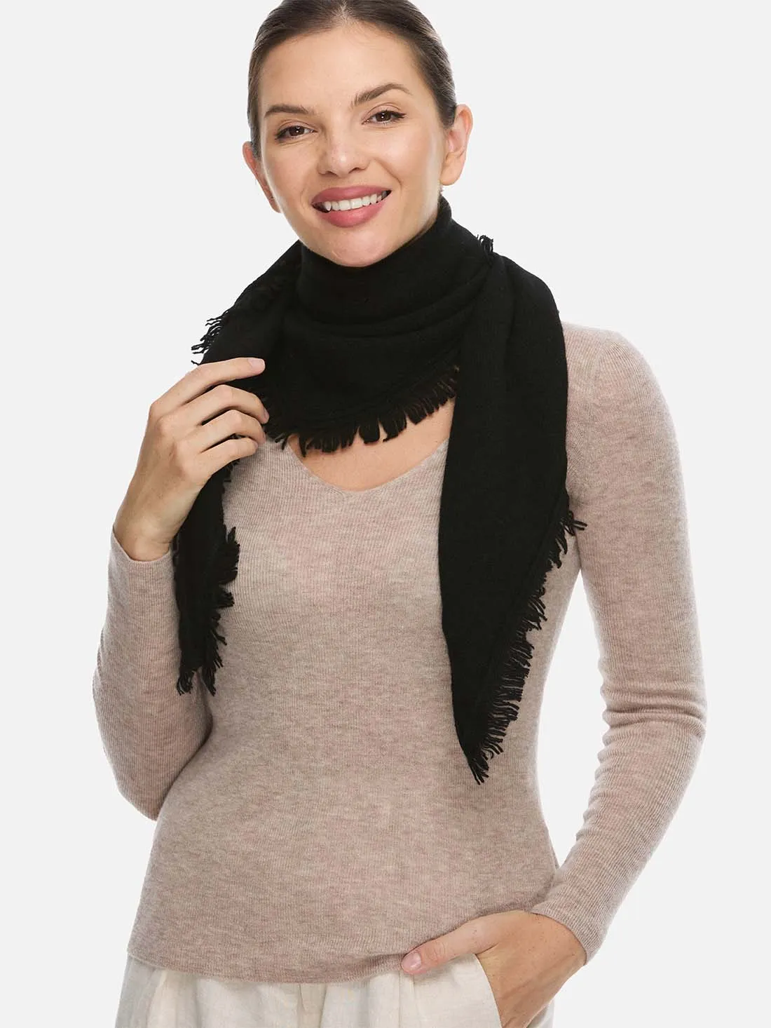 Triangle Black Cashmere Scarf