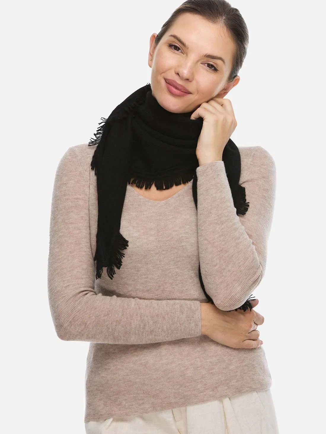 Triangle Black Cashmere Scarf