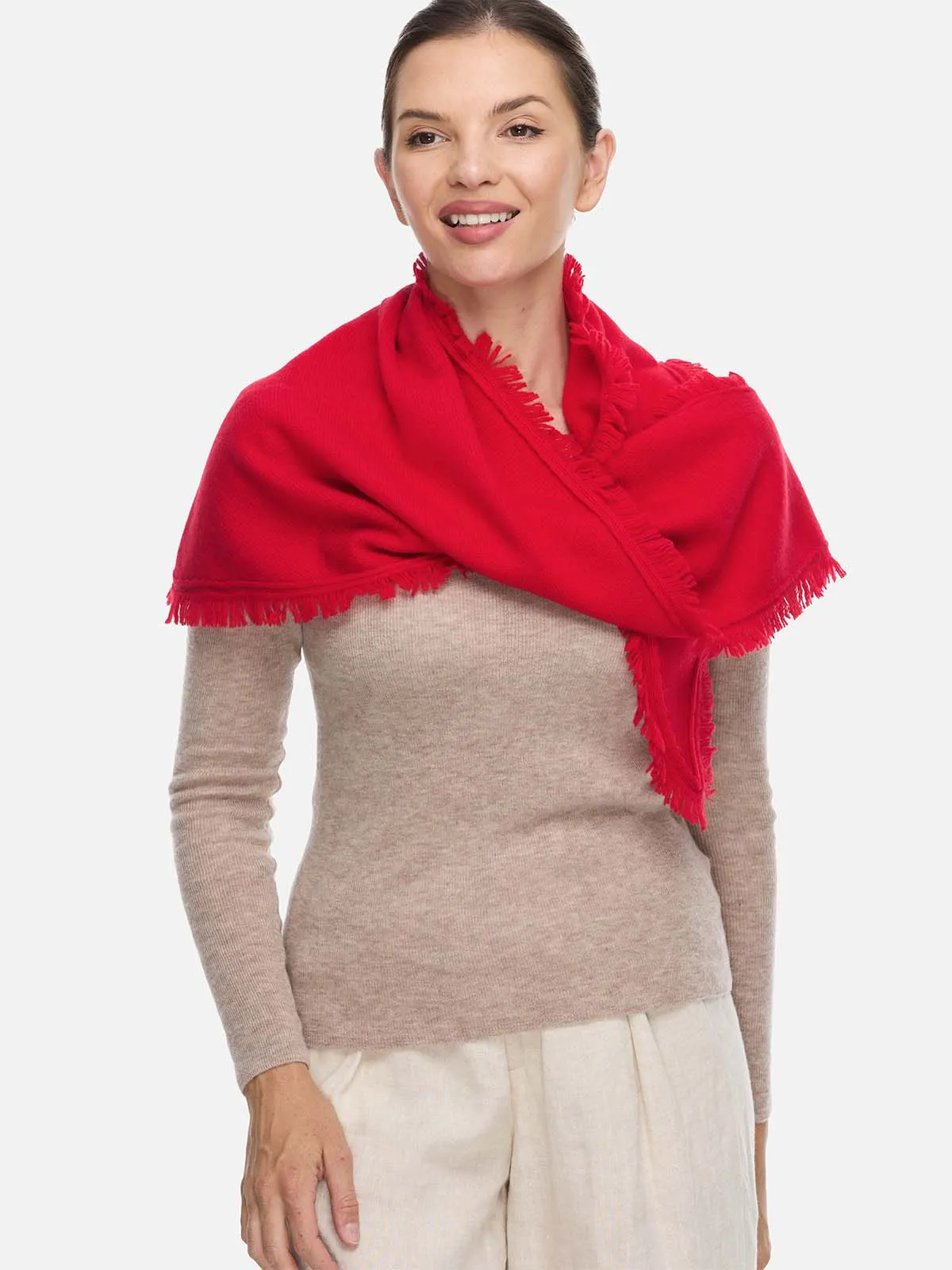 Triangle Red Cashmere Scarf