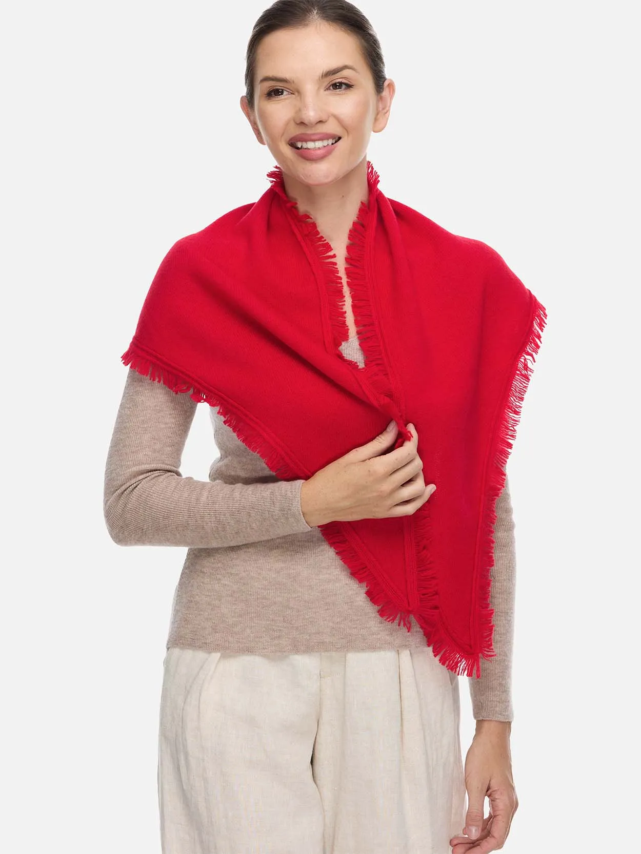 Triangle Red Cashmere Scarf