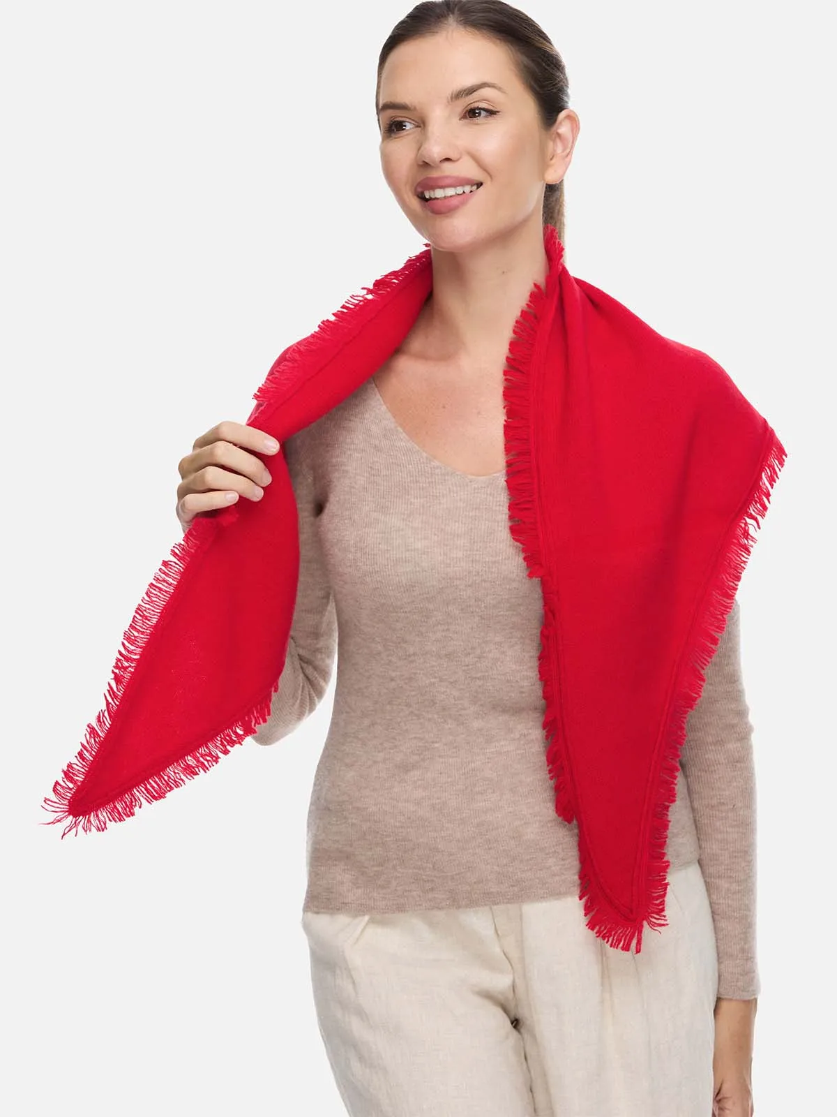 Triangle Red Cashmere Scarf