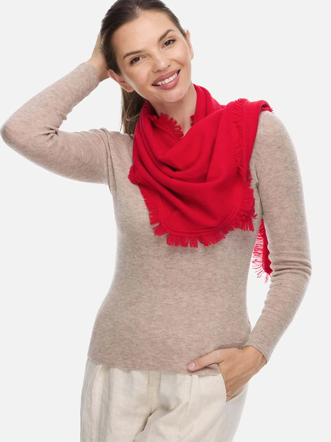 Triangle Red Cashmere Scarf