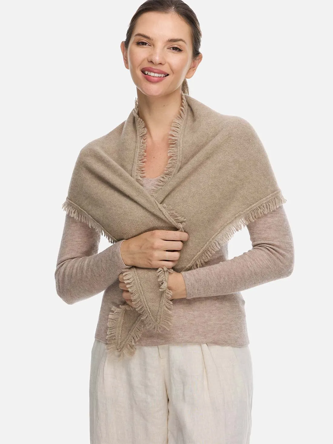 Triangle Taupe Cashmere Scarf