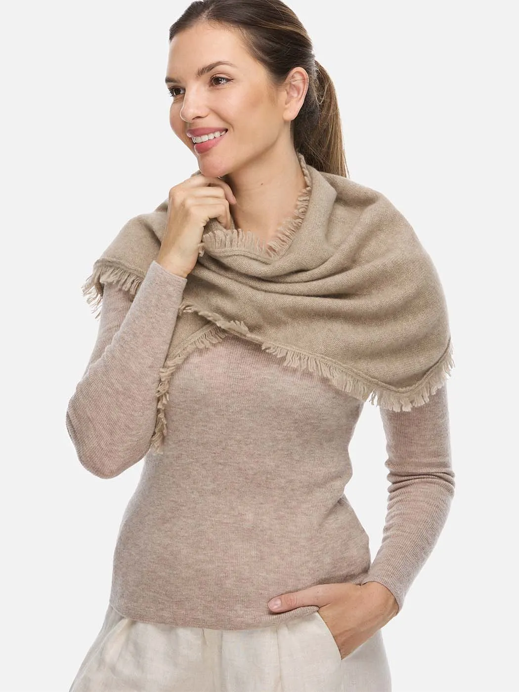 Triangle Taupe Cashmere Scarf