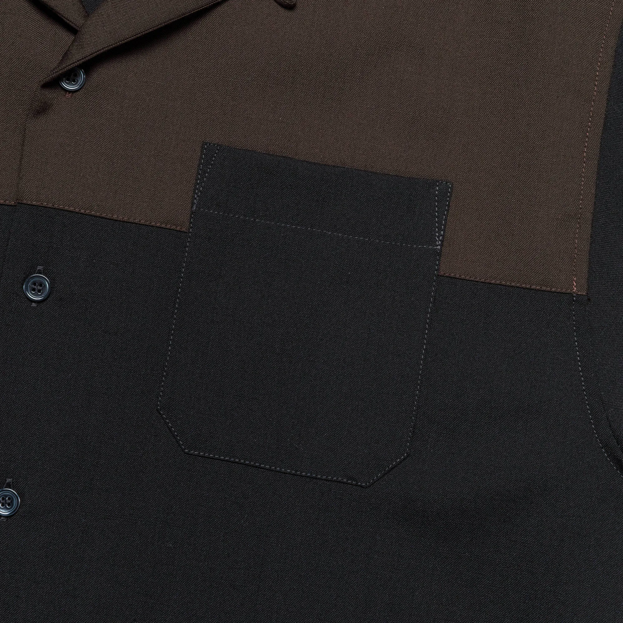 Tropical Wool Block Shirt - Black/Brown