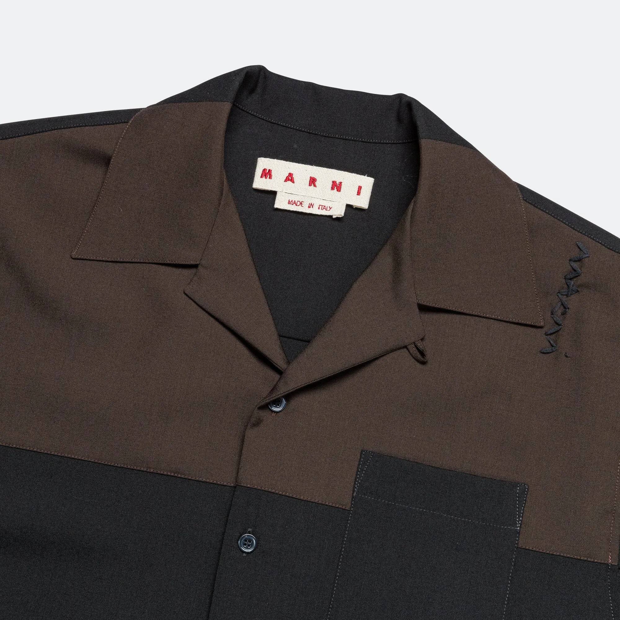 Tropical Wool Block Shirt - Black/Brown