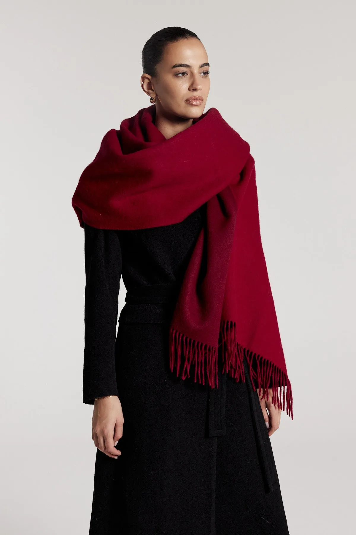 Two Tone Wool Wrap - Berry