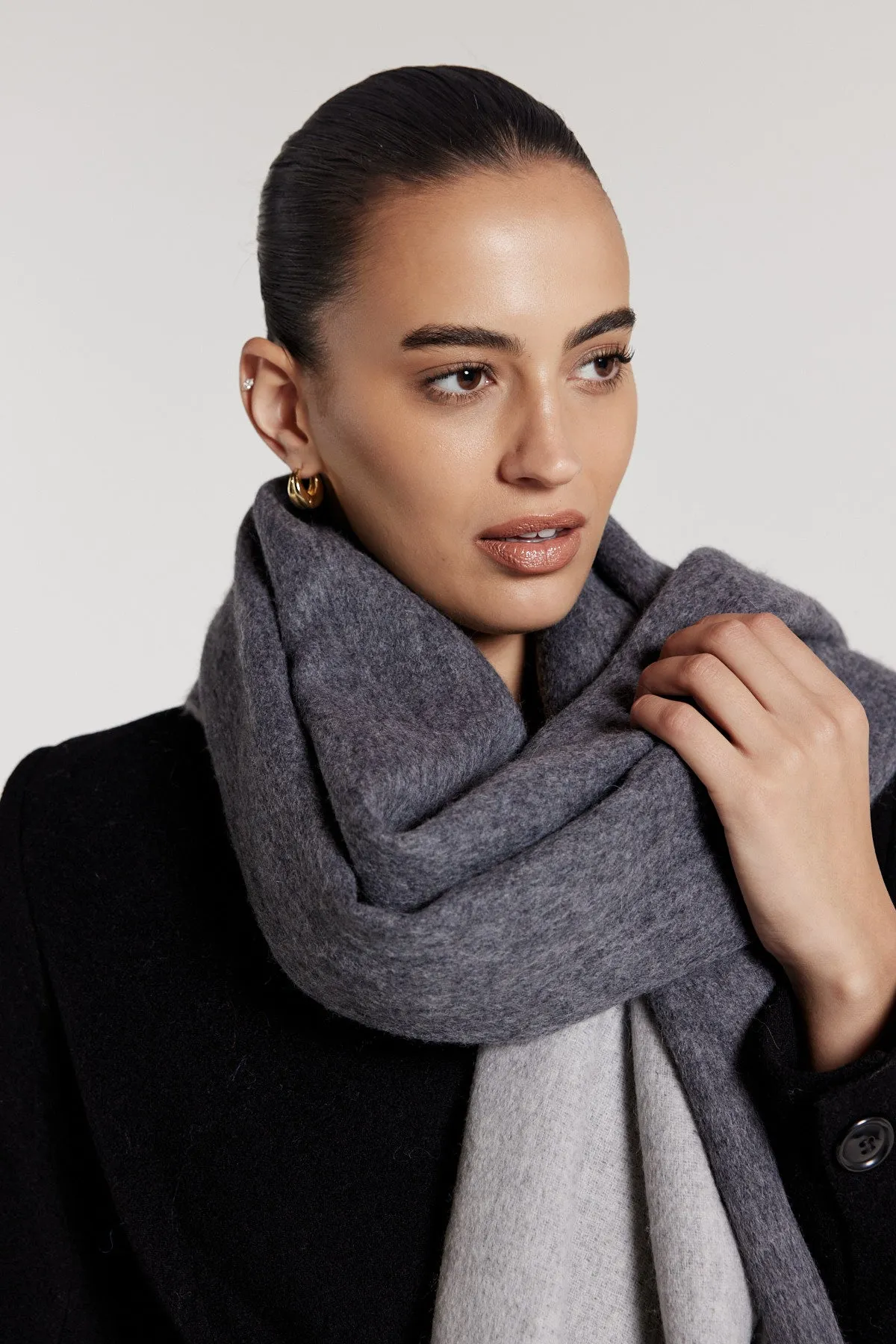 Two Tone Wool Wrap - Grey