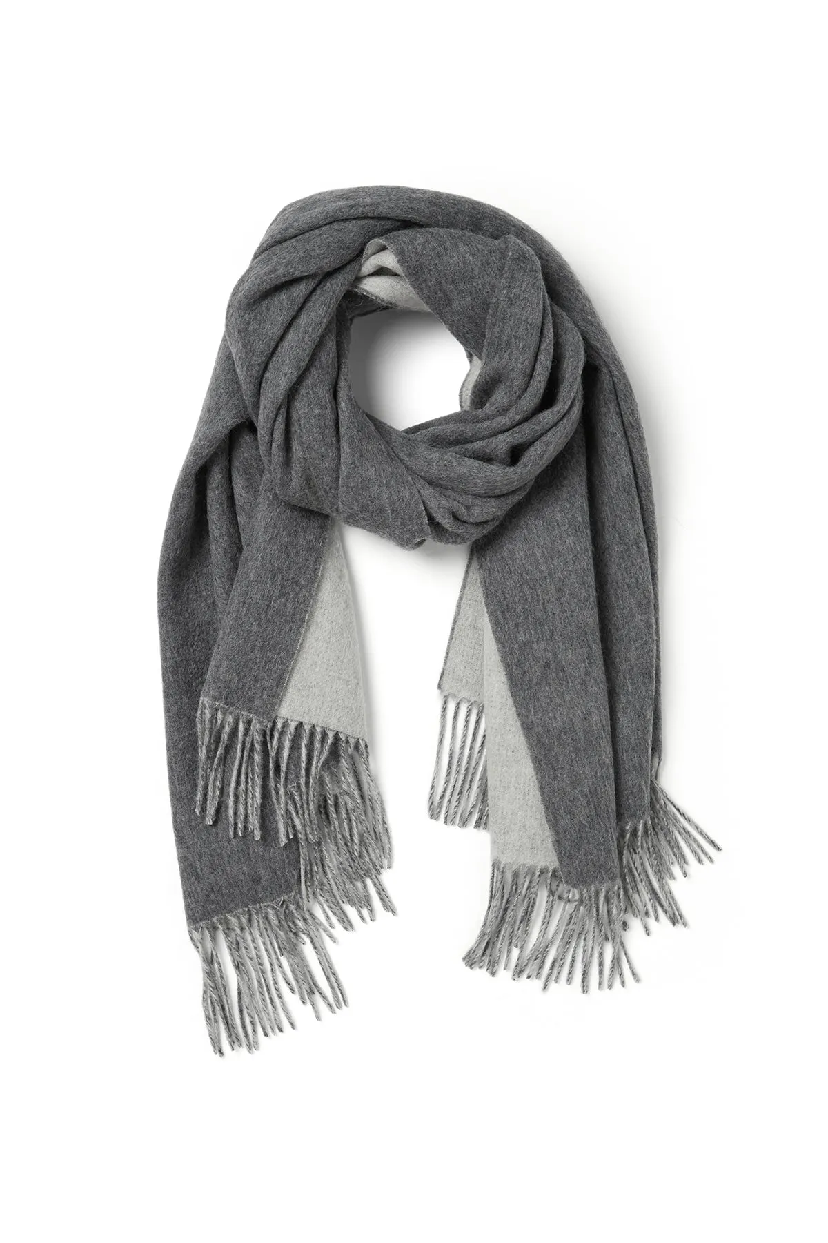 Two Tone Wool Wrap - Grey