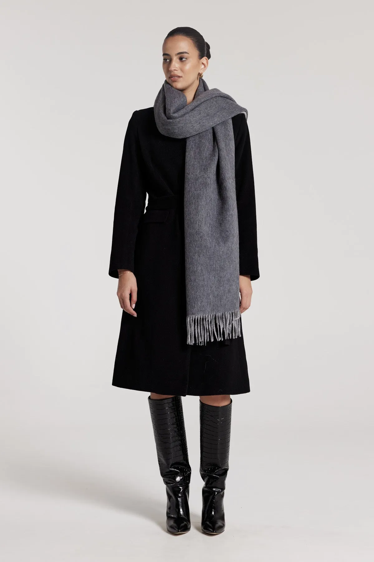 Two Tone Wool Wrap - Grey