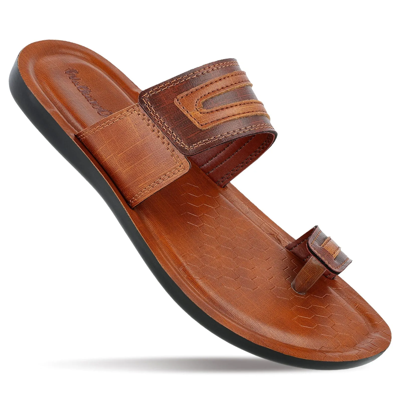 Walkaroo Men Toe Ring Slide Sandals  - WG5334 Tan