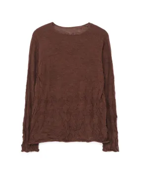 WOOL WRINKLE ROUND NECK LONG SLEEVE T-SHIRT